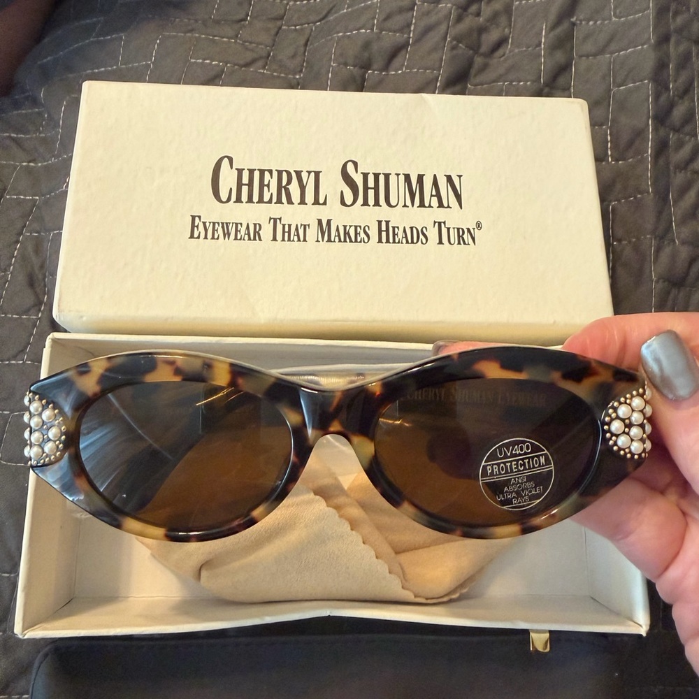 Cheryl Shuman NEW Tortoise Shell Sunglasses with Pearl Accents